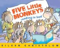 Five little monkeys reading in bed